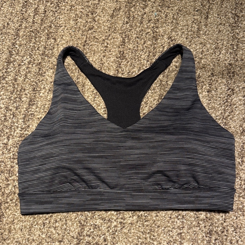 Tek Gear Black and Gray Striped Sports Bra